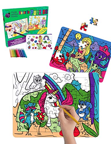 Purple Ladybug Creative Girls Puzzles with Unicorn & Mermaid 