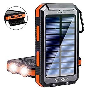 Solar Charger,Yelomin 20000mAh Portable Outdoor Waterproof Mobile Power Bank