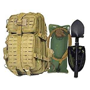 Tactical Backpack with Hydration Bladder + Shovel